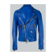 Adam Lambert Blue Leather Jacket