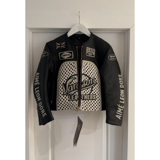 Aime Leon Dore x Vanson Leathers Raffia Black Leather Jacket