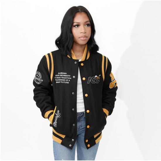 Alabama State University Unisex Black Varsity Jacket