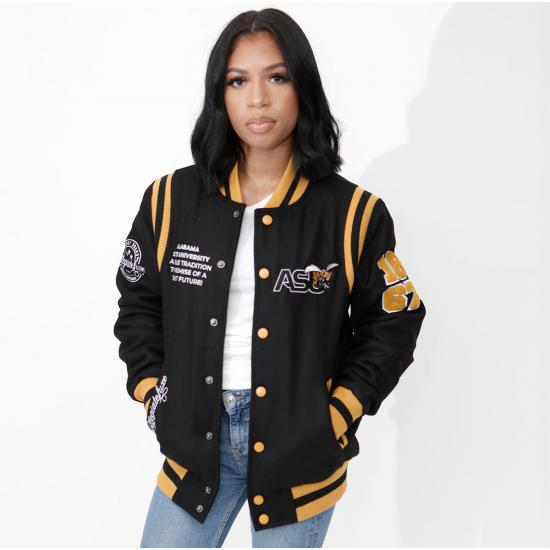 Alabama State University Unisex Black Varsity Jacket