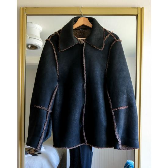 Ann Demeulemeester Navy Shearling Jacket