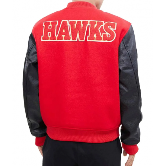 Atlanta Hawks Red and Black Varsity Jacket