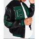 B Patch Varsity Bomber with Leather Look Sleeves