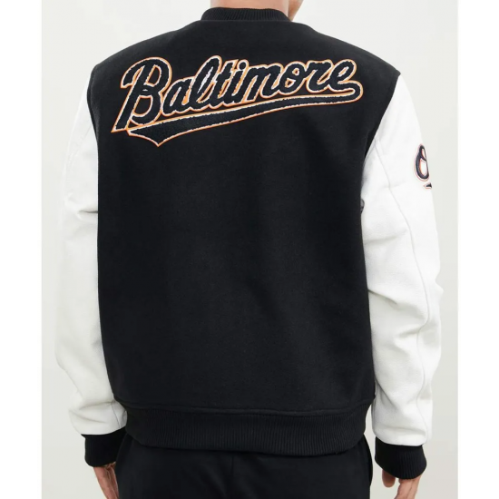 Baltimore Orioles Black and White Varsity Jacket