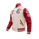 Wool Leather Cincinnati Reds Beige & Red Varsity Jacket