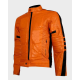 Biker Style Orange Leather Jacket Men