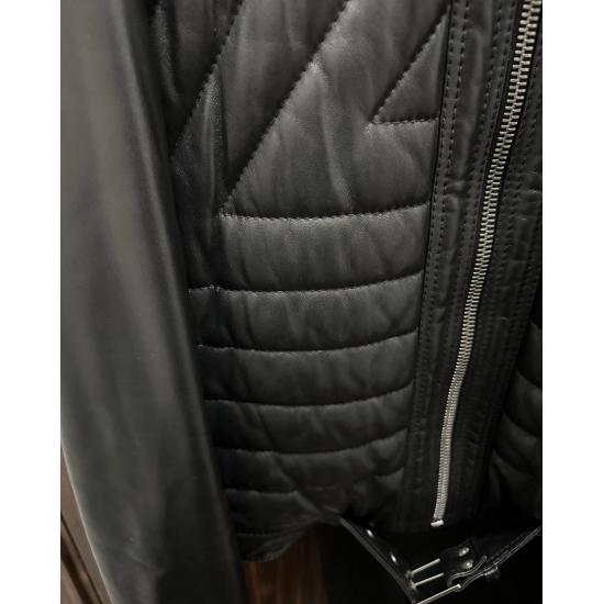 Black Striped Motorcycle Leather Jacket