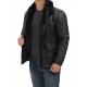 Boehmer Mens Black Shearling Leather Jacket