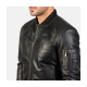 Bomia Black Leather Bomber Jacket