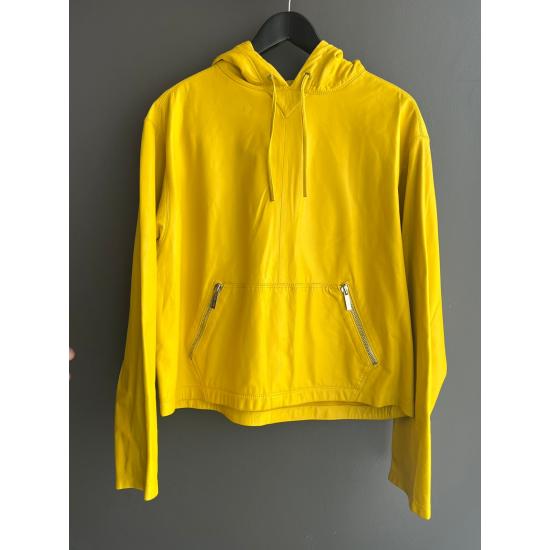 Bottega Veneta Men's Yellow Hooded Leather Jacket