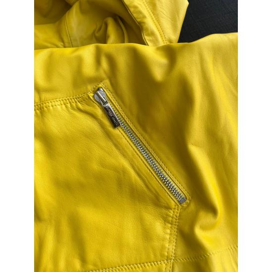 Bottega Veneta Men's Yellow Hooded Leather Jacket