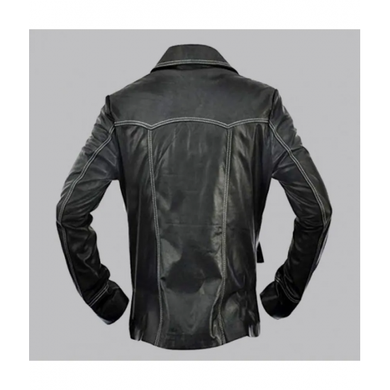 Brad Pitt Inspired Black Fight Club Leather Jacket