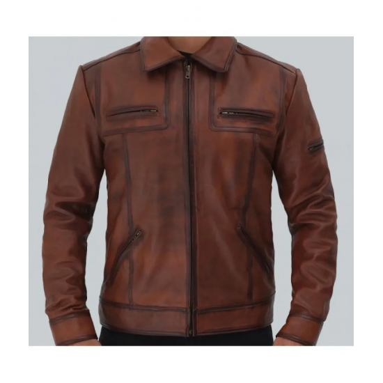 Bradford Casual Leather Jacket Mens