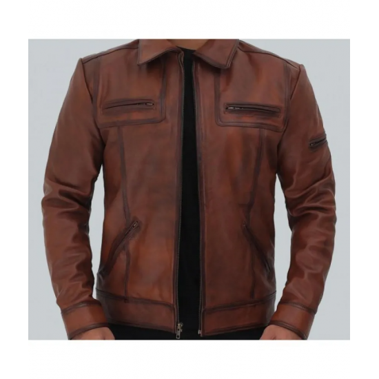 Bradford Casual Leather Jacket Mens