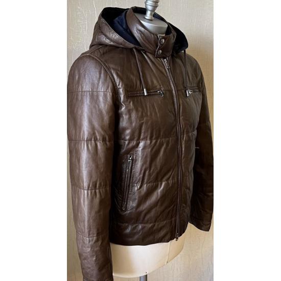 Brunello Cucinelli Leather Biker Zip-Up Pocket Hooded Jacket