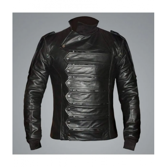 Captain America Bucky Barnes Black Leather Jacket