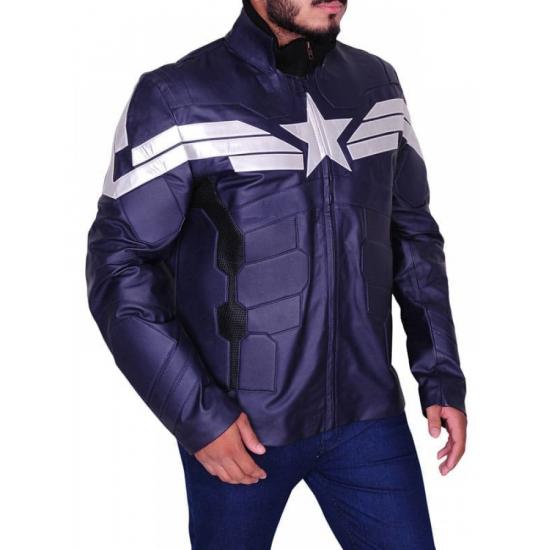 Captain America Chris Evans Winter Soldier Leather Jacket Blue