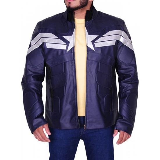 Captain America Chris Evans Winter Soldier Leather Jacket Blue