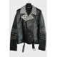 Celine × Hedi Slimane Checkered Studded Leather Biker Jacket