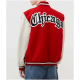 Chicago Bulls Red Wool and White Leather Varsity Letterman Jacket