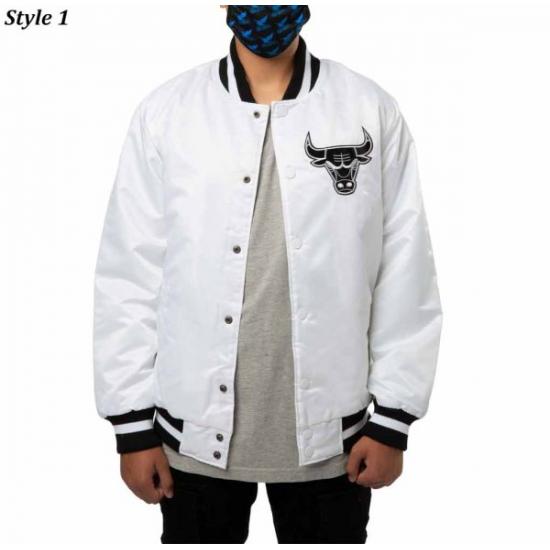 Chicago Bulls White Satin Varsity Jacket