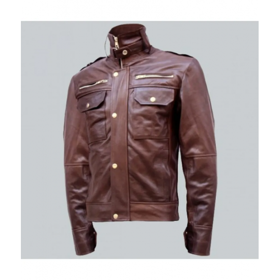 Chocolate Brown Leather Jacket Men