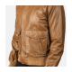 Coffmen Olive Brown Leather Bomber Jacket