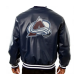 Colorado Avalanche Bomber Navy Blue Leather Jacket