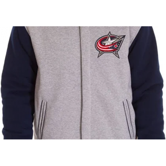 Columbus Blue Jackets Fleece Blue and Grey Hooded Jacket