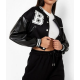 Cropped Beyond The Range Black Varsity Jacket