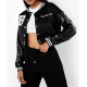 Cropped Beyond The Range Black Varsity Jacket