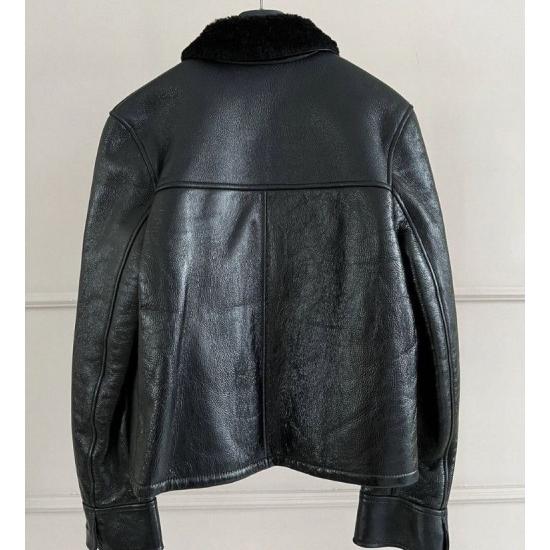 Dior Christian Dior Shearling Biker Leather Lamb Fur Jacket