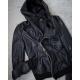 Ekam Lambskin Black Leather Asymmetrical Hooded Jacket