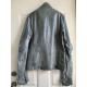 High Necked Gray Leather Jacket