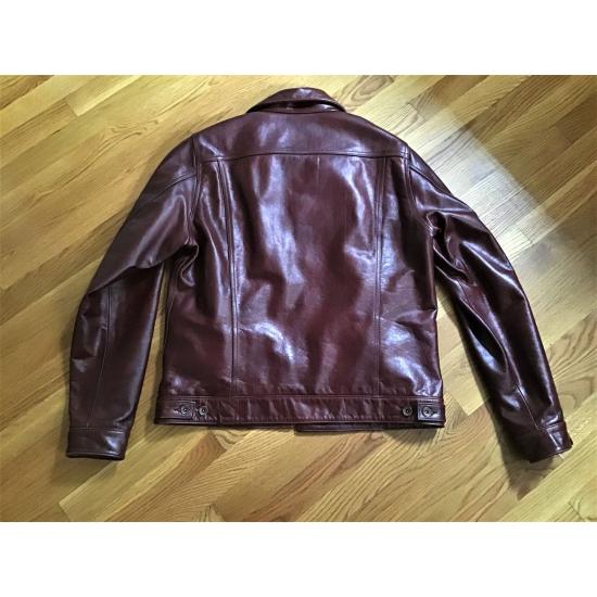 Iron Heart Burgundy Cowhide Trucker Jacket