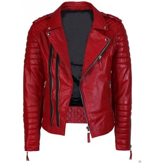 Men Quilted Slim Fit Motorcycle Biker Jacket