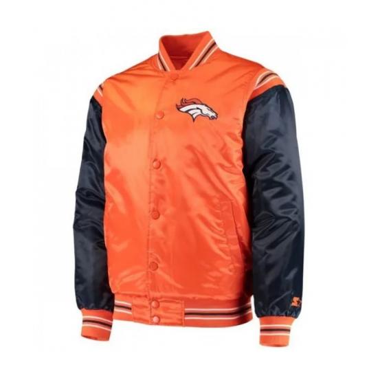 Men Starter Broncos Satin Varsity Jacket