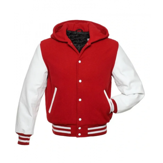 Men Varsity Hooded Jacket