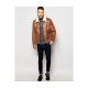 Mens Aviator Brown Leather Faux Shearling Jacket