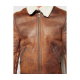 Mens Aviator Brown Leather Faux Shearling Jacket