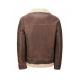 Mens Aviator Faux Shearling Brown Leather Jacket