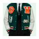 Mens Barrel Off White Varsity Jacket Green