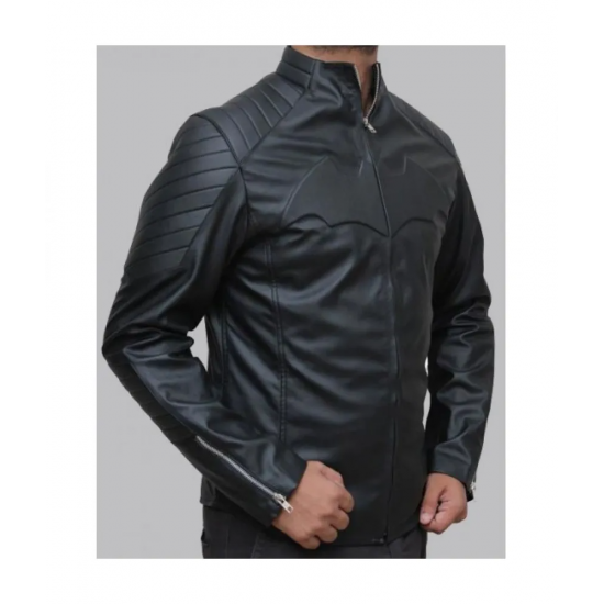 Mens Batman Black Logo Leather Jacket