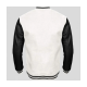 Men's Black Leather and White Wool Varsity Jacket