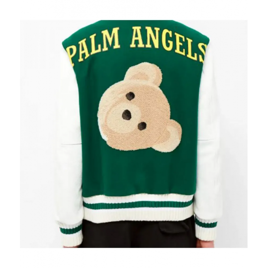 Mens College Palm Angels Green Varsity Jacket