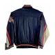 Mens FUBU Blue Leather Varsity Jacket