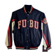 Mens FUBU Blue Leather Varsity Jacket