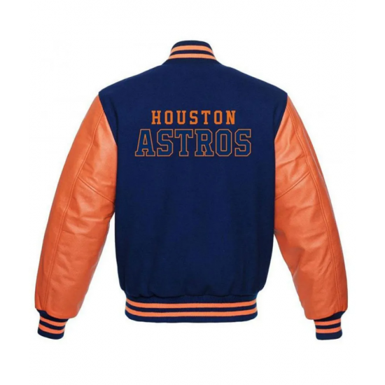 Mens Houston Astros Blue and Orange Varsity Jacket