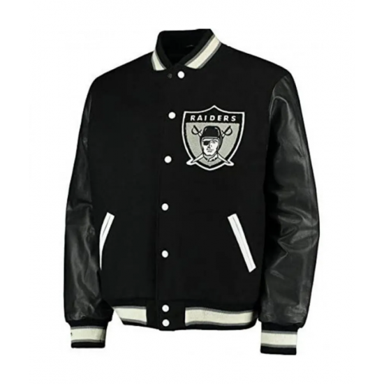 Mens Raiders Black Letterman Jacket