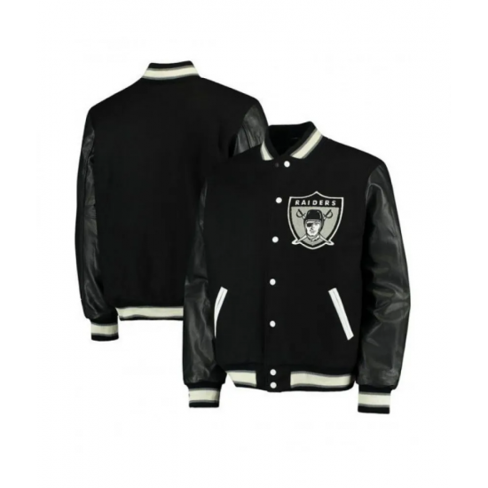 Mens Raiders Black Letterman Jacket